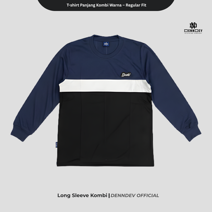 DEN N DEV Kaos Lengan Panjang Kombi Warna – Cotton 20s Premium Stylish Casual
