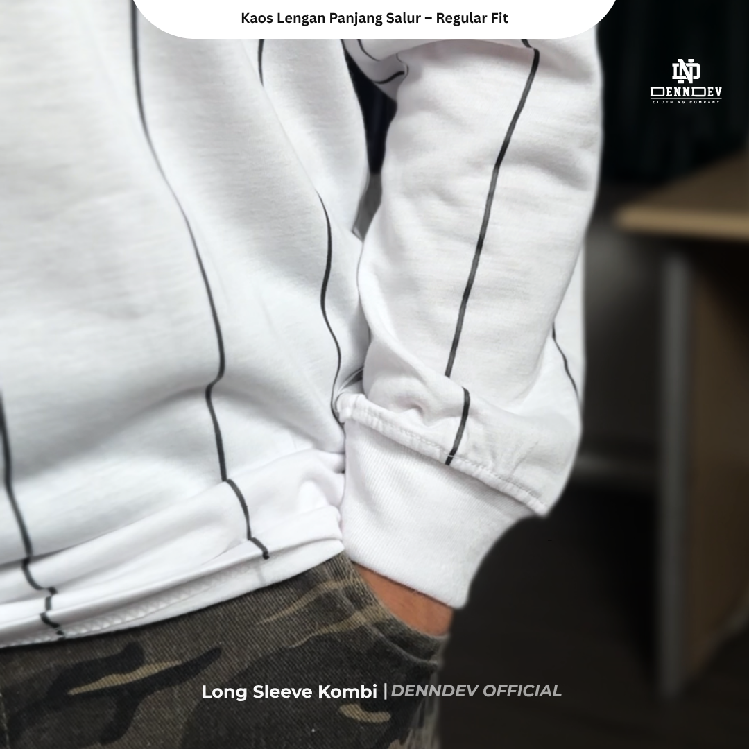 DEN N DEV - Kaos Lengan Panjang Garis Pria Katun 20s | T-Shirt Baseball Style DEN N DEV