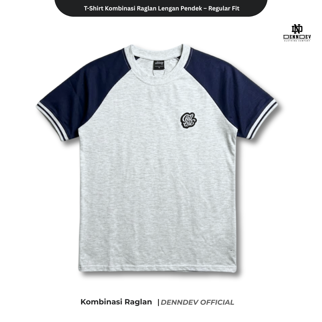 DEN N DEV | Kaos Raglan Pria Distro Original Lengan Pendek Katun 20s Tebal & Adem