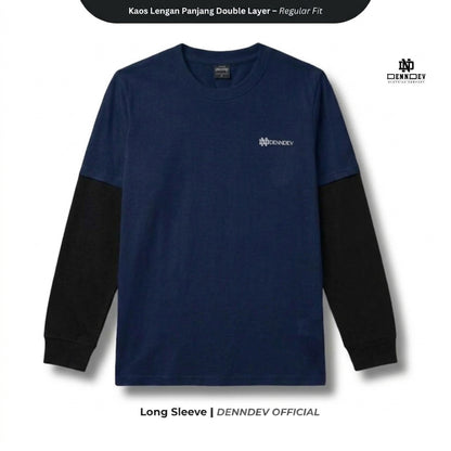 DEN N DEV Double Layer Long Sleeve T-Shirt – Kaos Lengan Panjang Premium Stylish Kekinian