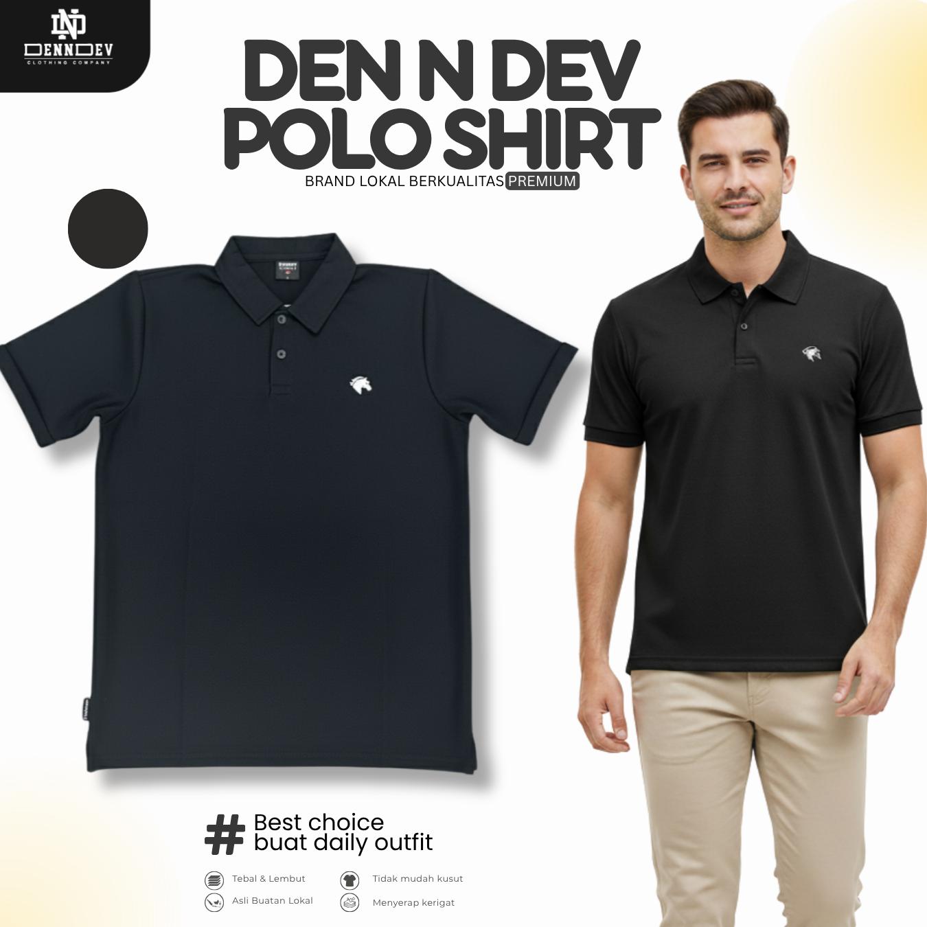 DEN N DEV - Kaos Wangky Premium Kancing Casual-Premium Bordir Logo Eksklusif