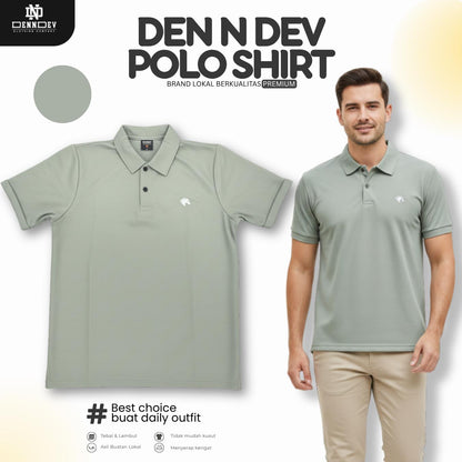 DEN N DEV - Kaos Wangky Premium Kancing Casual-Premium Bordir Logo Eksklusif