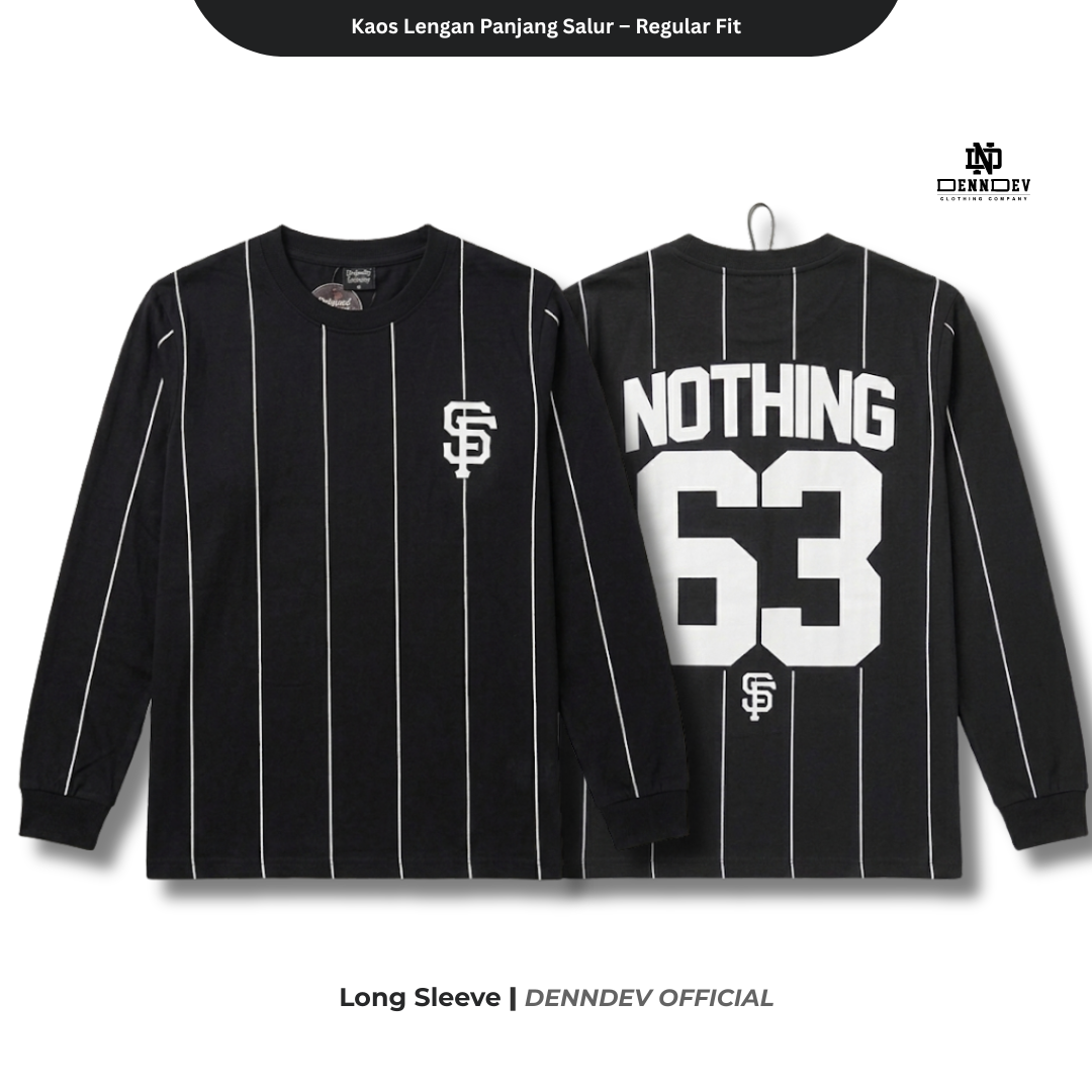 DEN N DEV - Kaos Lengan Panjang Garis Pria Katun 20s | T-Shirt Baseball Style DEN N DEV