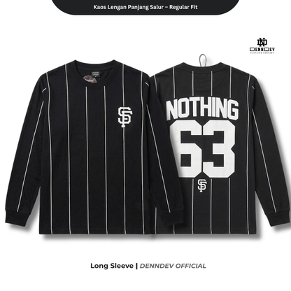 DEN N DEV - Kaos Lengan Panjang Garis Pria Katun 20s | T-Shirt Baseball Style DEN N DEV