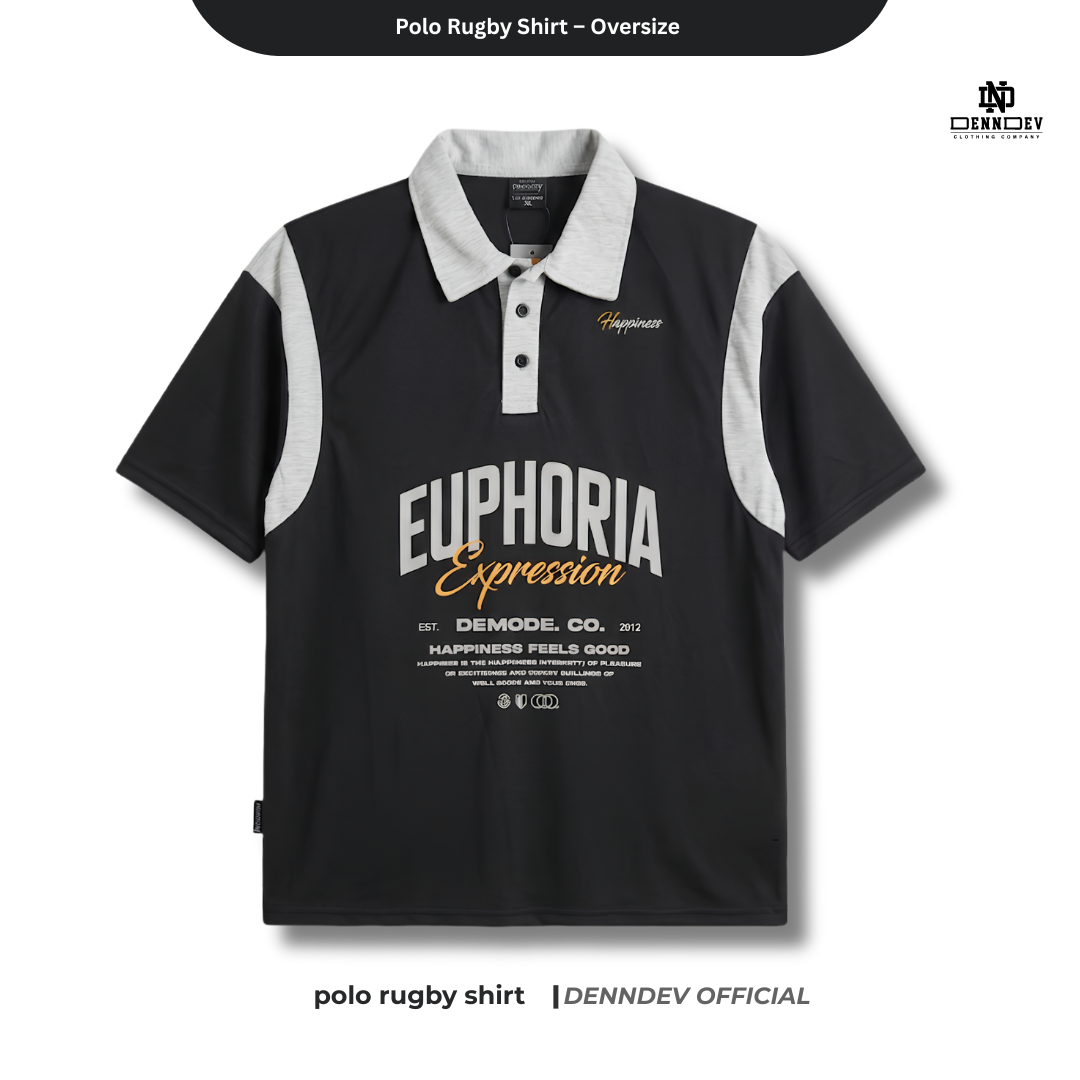 DENNDEV - Polo Rugby Shirt Oversize Cotton 20s - Vintage Rugby Shirt Unisex Streetwear