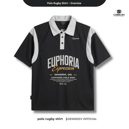 DENNDEV - Polo Rugby Shirt Oversize Cotton 20s - Vintage Rugby Shirt Unisex Streetwear