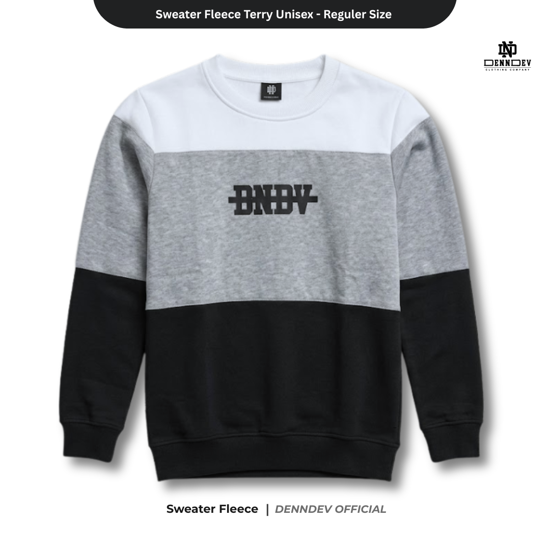 DENNDEV Sweater Crewneck Kombinasi 3 Warna Fleece Terry Unisex Premium 280 GSM