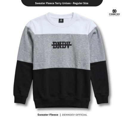 DENNDEV Sweater Crewneck Kombinasi 3 Warna Fleece Terry Unisex Premium 280 GSM
