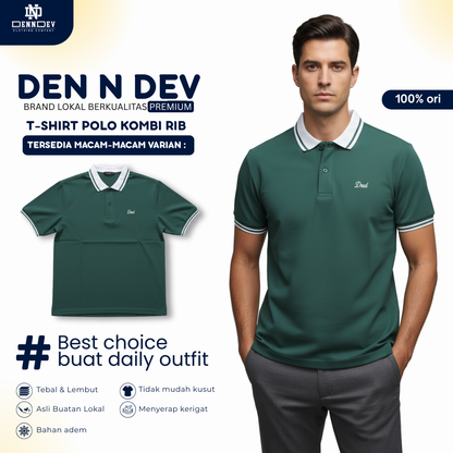 DENNDEV - Polo Shirt Pria Dewasa Motif Bordir Logo DND Simpel Kombinasi warna - Wangky Pria Dewasa