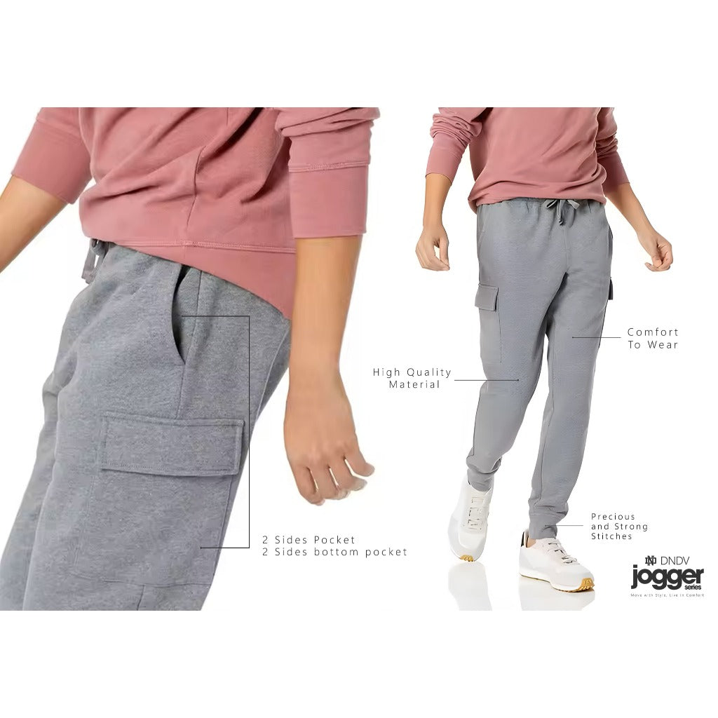 DEN N DEV - Celana Jogger Fleece Pria Premium | Training Zipper Sweatpants Stylish