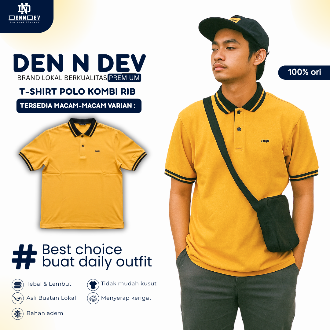 DENNDEV - Polo Shirt Pria Dewasa Motif Bordir Logo DND Simpel Kombinasi warna - Wangky Pria Dewasa