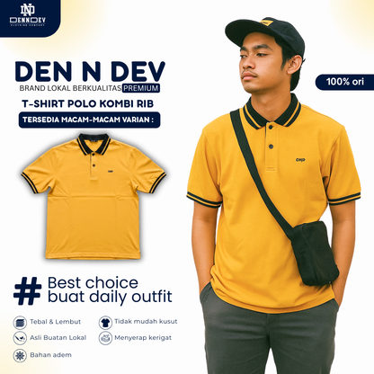 DENNDEV - Polo Shirt Pria Dewasa Motif Bordir Logo DND Simpel Kombinasi warna - Wangky Pria Dewasa