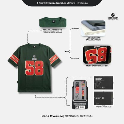DEN N DEV Baju Kaos Oversize Tee American Football Unisex Katun 20s Tebal