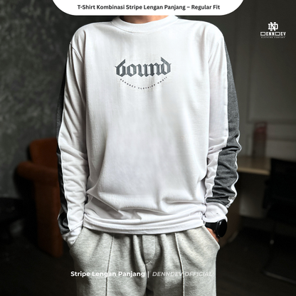 Kaos Panjang Kombinasi Stripe DEN N DEV | Long Sleeve Unisex | Baju Distro Lokal Premium