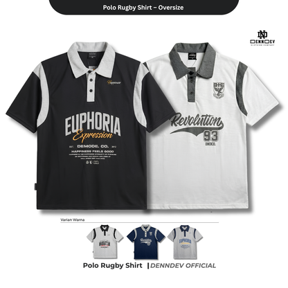 DENNDEV - Polo Rugby Shirt Oversize Cotton 20s - Vintage Rugby Shirt Unisex Streetwear