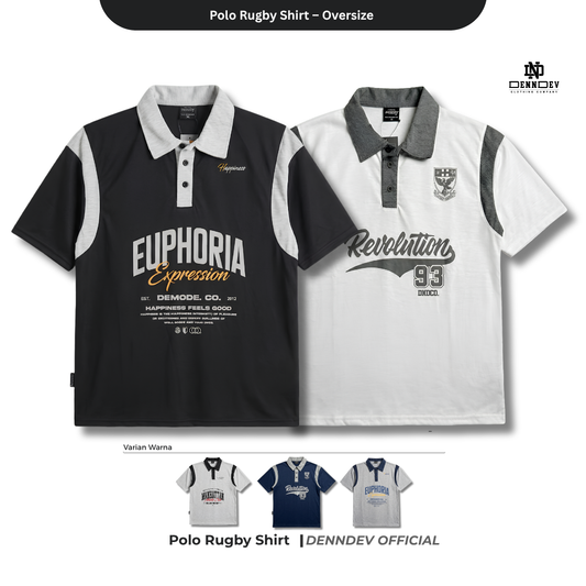 DENNDEV - Polo Rugby Shirt Oversize Cotton 20s - Vintage Rugby Shirt Unisex Streetwear
