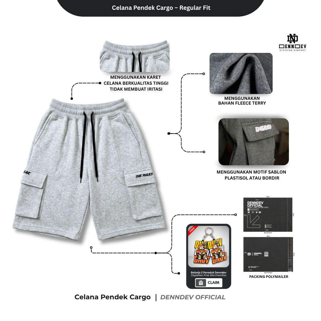 DENNDEV Celana Pendek Cargo Sweatpants - Urban Comfort Series