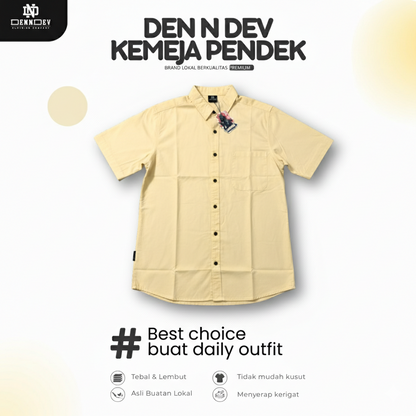 DEN N DEV - Kemeja Pendek Pria Premium Lokal Lembut Bahan Adem Ringan Best Choice For Daily Outfit