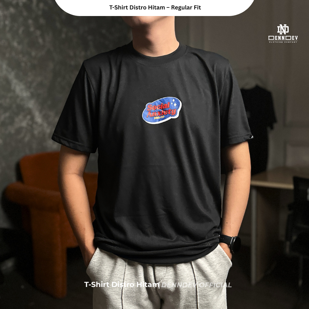 DENNDEV Kaos Distro Pria Hitam Premium Katun 20s Sablon Plastisol Original Regular Fit
