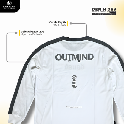 DEN N DEV Kaos Panjang Kombinasi Stripe | Long Sleeve Unisex | Baju Distro Lokal Premium