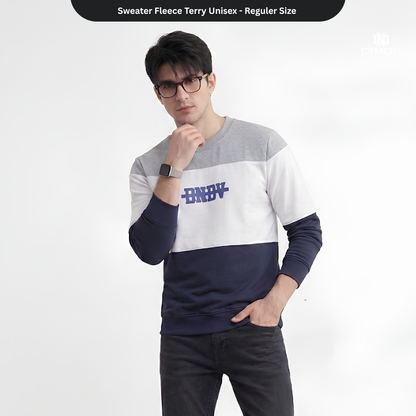 DENNDEV Sweater Crewneck Kombinasi 3 Warna Fleece Terry Unisex Premium 280 GSM