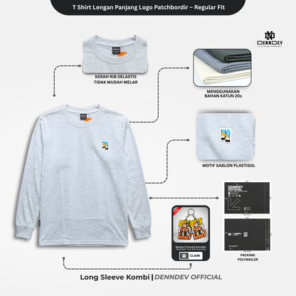 DEN N DEV - T Shirt Lengan Panjang Logo Dada Patchbordir