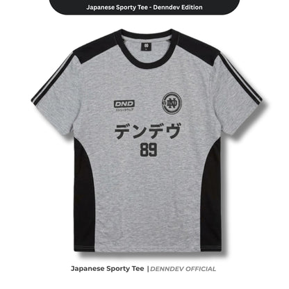DEN N DEV Kaos Sporty Pria Lengan Pendek Japanese Streetwear Tee Pecah Pola Jersey Retro Distro