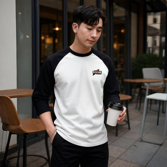 DEN N DEV - Kaos Raglan Lengan 3/4 Pria Katun 20s – Nyaman, Stylish & Tahan Lama