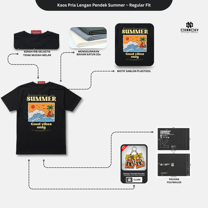 DEN N DEV Kaos Atasan Pria Lengan Pendek Summer Graphic T-Shirt Baju  Distro Ori