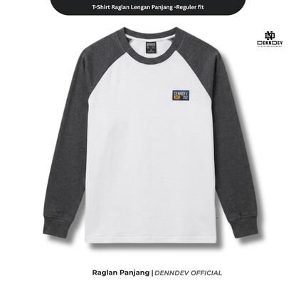 DEN N DEV | Kaos Lengan Panjang Raglan Pria Katun 20s | Kaos Cowok Sporty Casual
