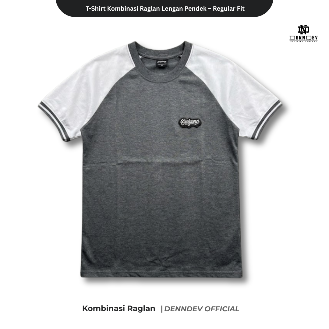 DEN N DEV | Kaos Raglan Pria Distro Original Lengan Pendek Katun 20s Tebal & Adem