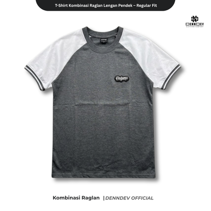 DEN N DEV | Kaos Raglan Pria Distro Original Lengan Pendek Katun 20s Tebal & Adem