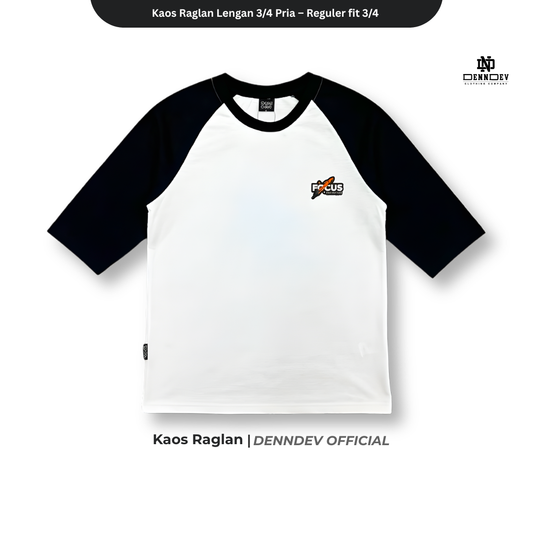 DEN N DEV - Kaos Raglan Lengan 3/4 Pria Katun 20s – Nyaman, Stylish & Tahan Lama
