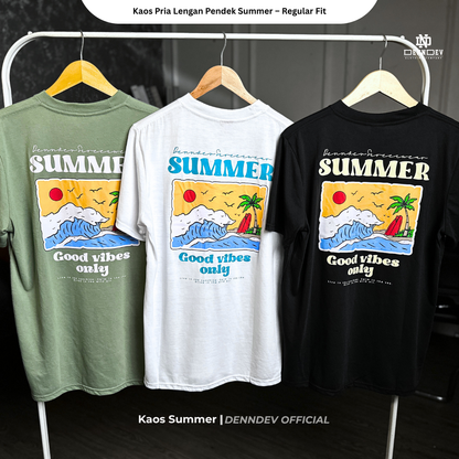 DEN N DEV Kaos Atasan Pria Lengan Pendek Summer Graphic T-Shirt Baju  Distro Ori