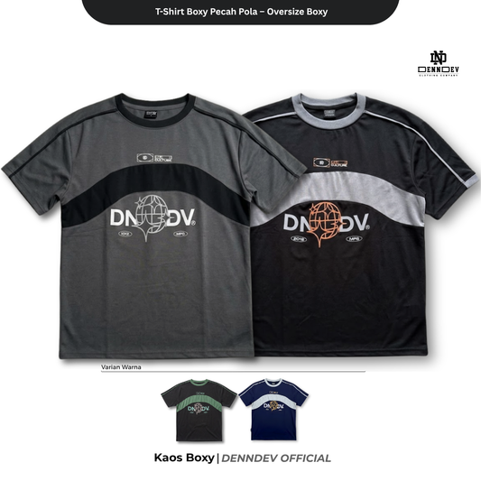 DEN N DEV T-Shirt Boxy Pecah Pola Oversize - Kaos Pria Distro Casual Streetwear