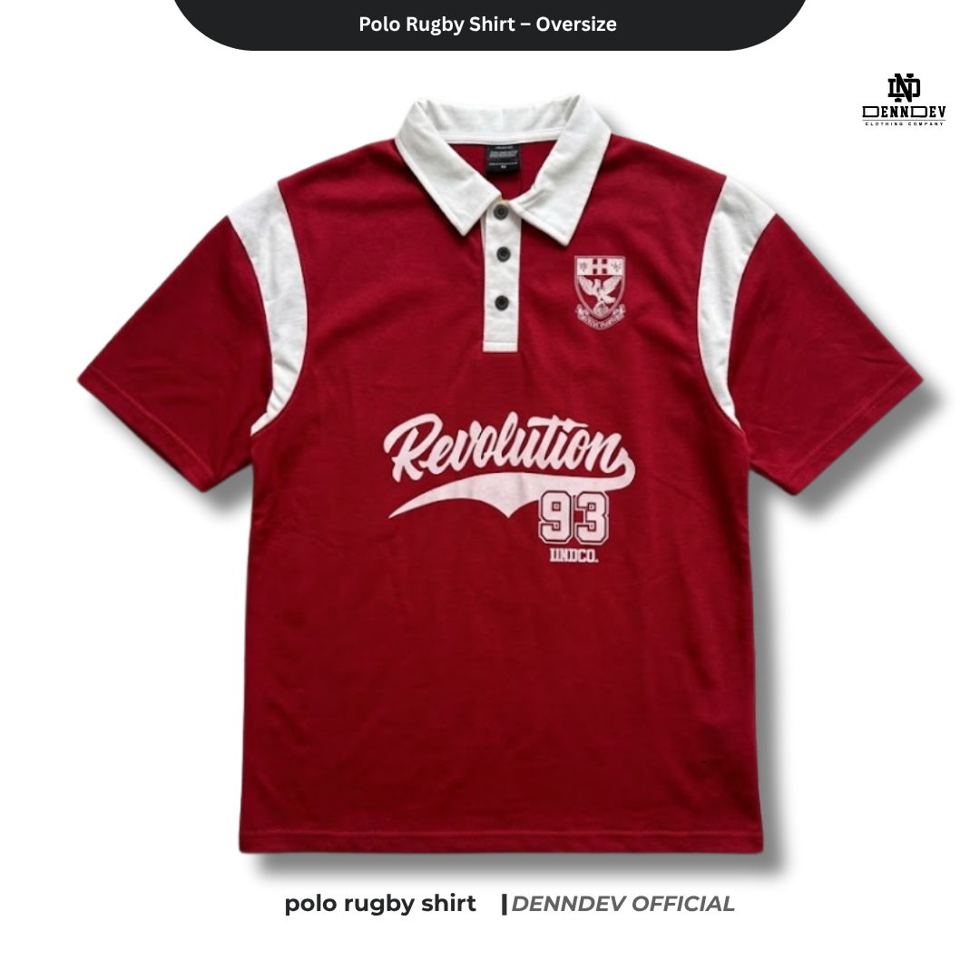 DENNDEV - Polo Rugby Shirt Oversize Cotton 20s - Vintage Rugby Shirt Unisex Streetwear