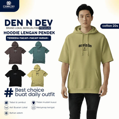 DEN N DEV Hoodie Lengan Pendek – Hoodie Kaos Premium Cotton 20s