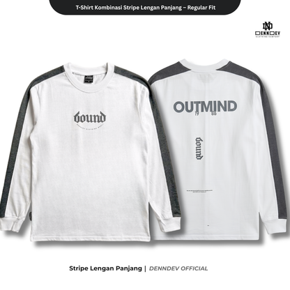 Kaos Panjang Kombinasi Stripe DEN N DEV | Long Sleeve Unisex | Baju Distro Lokal Premium