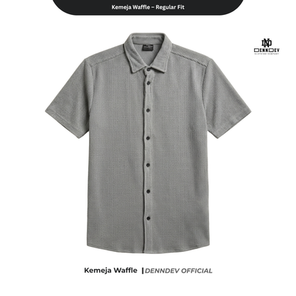 DEN N DEV Official - Kemeja Pendek Bahan Waffle Regular Fit