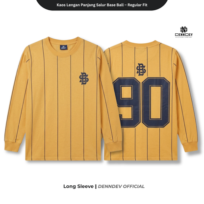 DEN N DEV - Kaos Lengan Panjang Garis Pria Katun 20s | T-Shirt Baseball Style DEN N DEV
