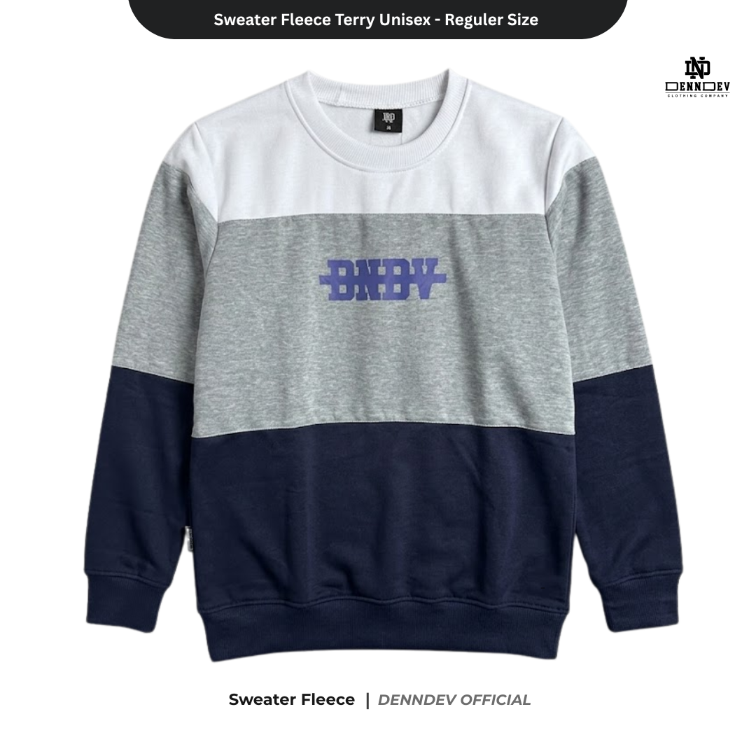 DENNDEV Sweater Crewneck Kombinasi 3 Warna Fleece Terry Unisex Premium 280 GSM