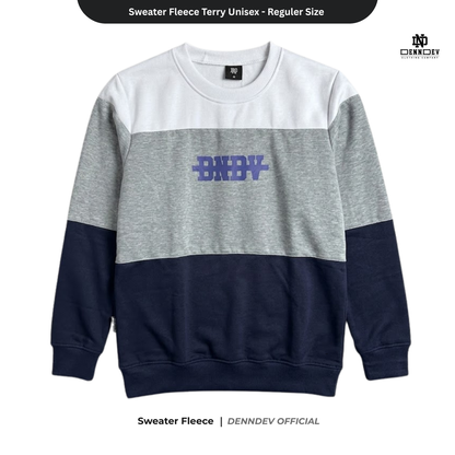 DENNDEV Sweater Crewneck Kombinasi 3 Warna Fleece Terry Unisex Premium 280 GSM