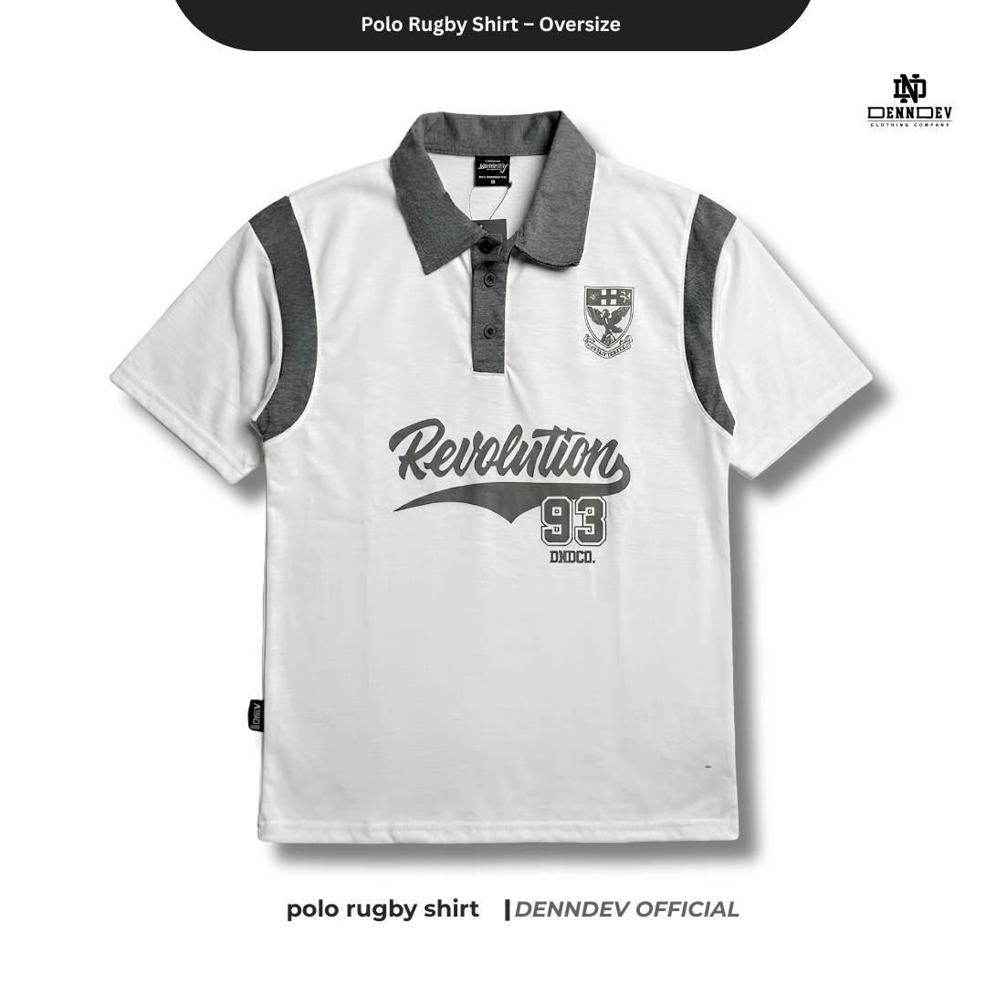 DENNDEV - Polo Rugby Shirt Oversize Cotton 20s - Vintage Rugby Shirt Unisex Streetwear