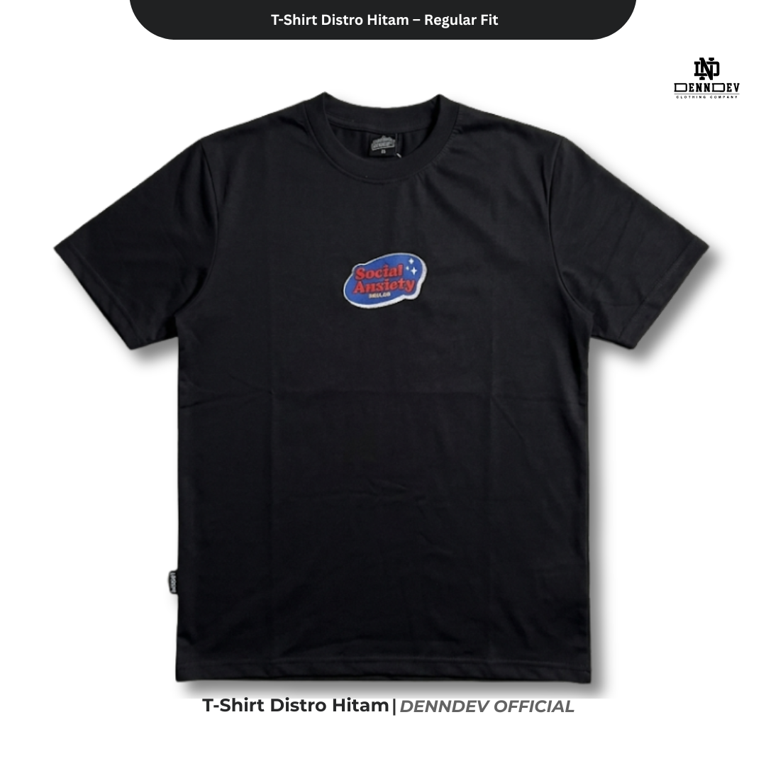 DENNDEV Kaos Distro Pria Hitam Premium Katun 20s Sablon Plastisol Original Regular Fit