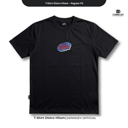 DENNDEV Kaos Distro Pria Hitam Premium Katun 20s Sablon Plastisol Original Regular Fit