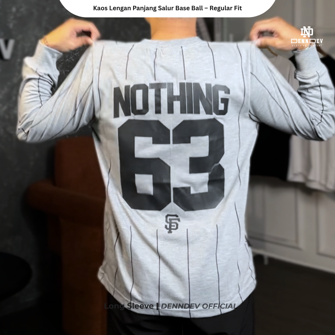 DEN N DEV - Kaos Lengan Panjang Garis Pria Katun 20s | T-Shirt Baseball Style DEN N DEV