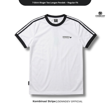 DENNDEV - Kaos Ringer Tee Pria Lengan Pendek Kombinasi Stripe Regular Fit