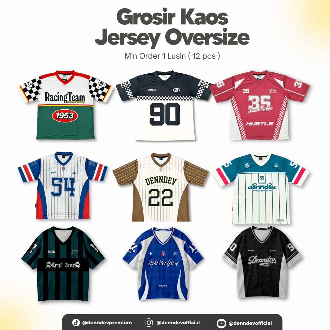[SERIAN] Kaos Jersey Oversize - Paket Grosir 1 Lusin (1 Motif Seri M-L-XL)