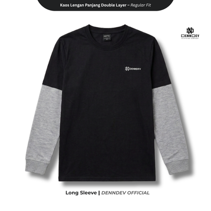 DEN N DEV Double Layer Long Sleeve T-Shirt – Kaos Lengan Panjang Premium Stylish Kekinian