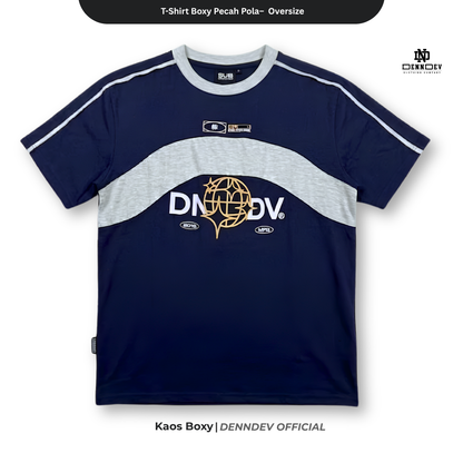 DEN N DEV T-Shirt Boxy Pecah Pola Oversize - Kaos Pria Distro Casual Streetwear